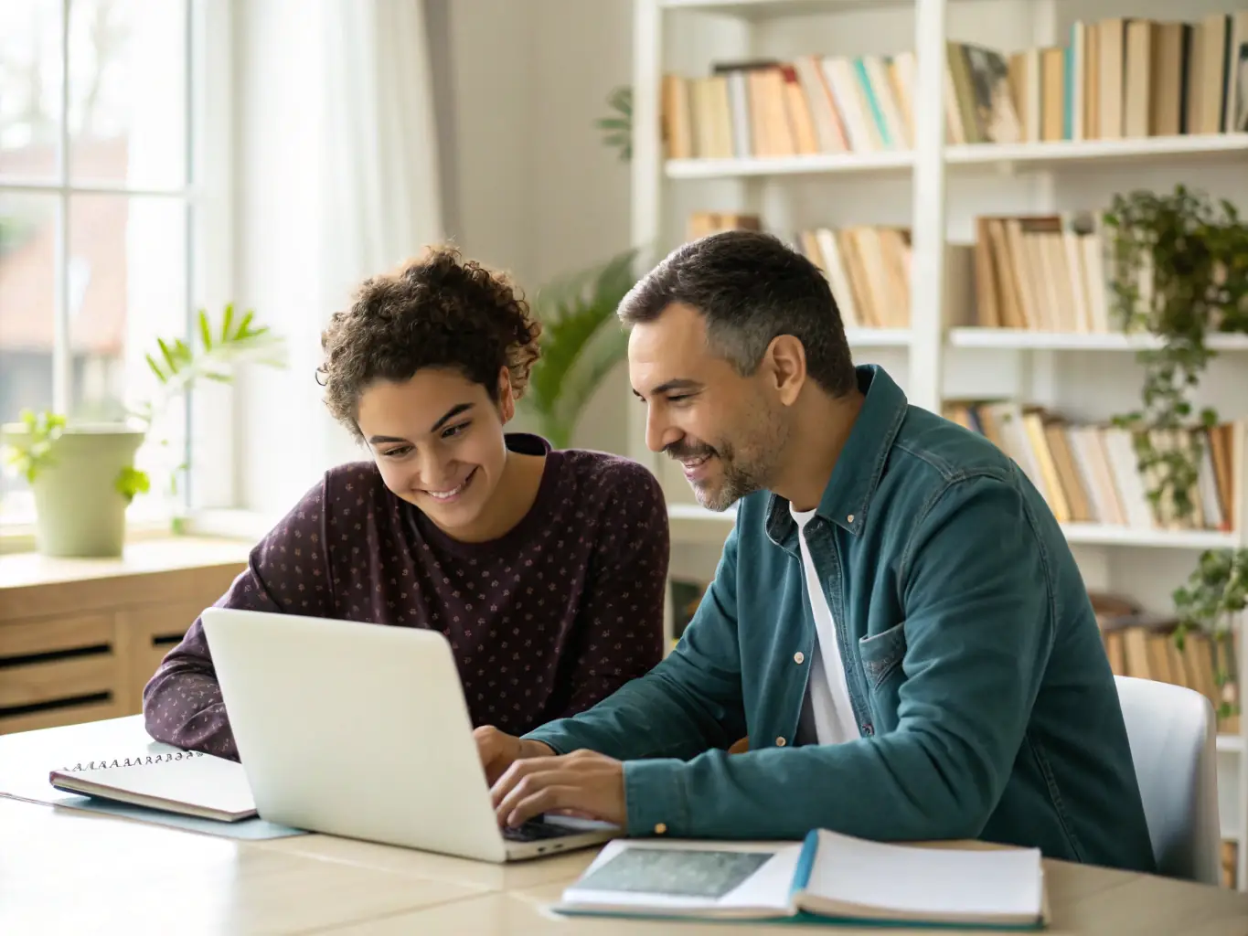 A photo of a mentor guiding a young person in a Bridges To Destiny mentorship program, working together on a project, sharing insights, and fostering a supportive relationship.